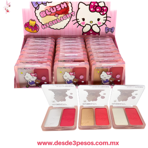 Mini Paleta Duo decorada de Kitty con Iluminador y Rubor FAVOR BEAUTY 7 X 7 cm No.6834