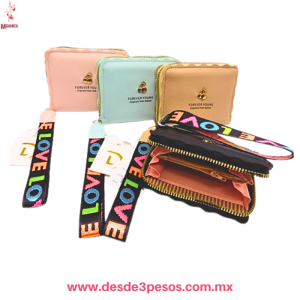 Monedero Pulsera LOVE con cierre y dos divisiones, con tarjetero 11 x 9 cm