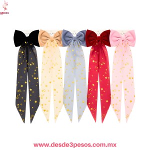 Moño Coquette con Diseño Estrellas doradas 32 x 14 cm. En colores MC25-K05