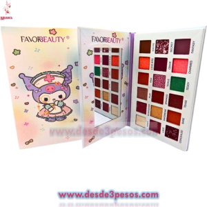 Paleta de Sombras FAVOR BEAUTY PERSONAJES 18 Tonos Matte y glitter 4 presentaciones 21 x 16.5 cm. 