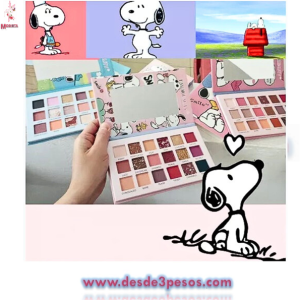 Paleta de Sombras FAVOR BEAUTY SNOOPY 18 Tonos Matte y glitter 4 presentaciones 21 x 16.5 cm. 