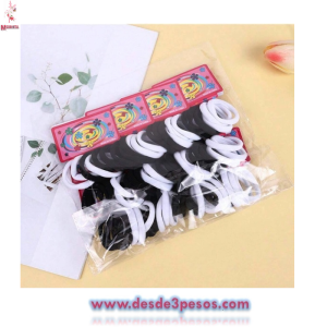 Paq.c/12 pzas c/6 Ligas Licra CHICA en BLANCO Y NEGRO  3.5 cm