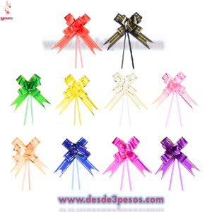 Paq con 10pz de MoÃ±o para Regalo en Material Celoseda con Holograma 75 x 5 cm 