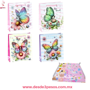 Paquete con 12 Bolsa de Regalo Jumbo en Papel delgado varios Diseños 34 x 46 cm. C-2-12