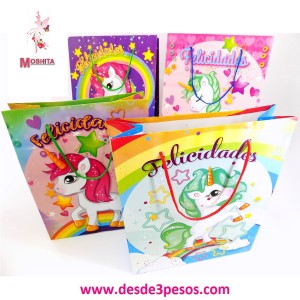 Paquete con 12 Bolsas de Regalo Mediana para niña 24 x 19 cm