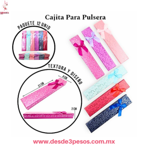 Paquete con 12 Cajas  de Regalo para Joyeria en varios modelos  21 x 4cm.