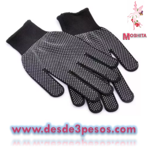 Paquete con 12 Guante de Tela  Antiderrapante Gris/Negro Ajustable 