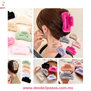 Paquete con 12 Pinzas Rectangulares forradas de peluche en colores 11 x 6 cm. P26-1