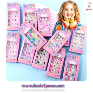 Paquete con 12 Uñas de NIÑA decoradas en varios modelos 
