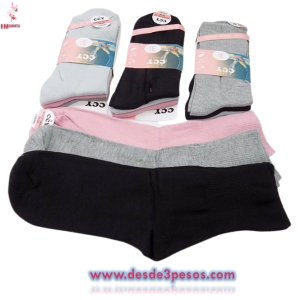 Paquete con 3 pares de Calcetas  Para Mujer Unitalla Ajustable 30cm. de largo