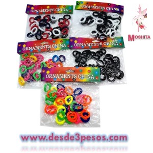 Paquete de 12 Bolsas con 36 MINI DONAS  de Tela de Licra en varios colores