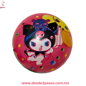 Pelota Inflable decorada de Kuromi Sanrio y Princesas Diseño Kawaii Goth 19 cm 