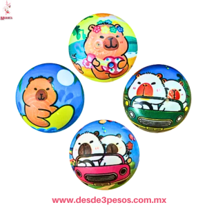 Paquete con 12 Pelotas de Plastico Decorada de Capibara en varios modelos 