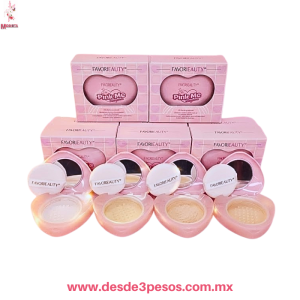 Polvo Traslucido FAVOR BEAUTY 4 tonos estuche en forma de Corazon 6g. Caja con 12 pza. precio por 1 pza.