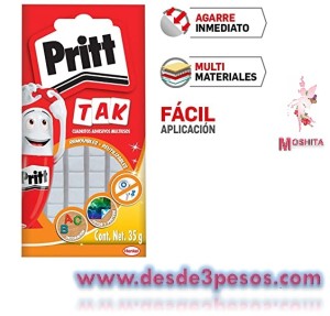 Pritt TAK Cuadritos Adhesivos Multiusos Removibles Reutilizables 35 g. 13 x 8 cm. 