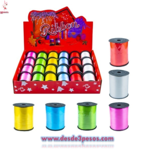 Rollo de Liston Curli 10 mts en varios colores 6 x 5cm. 