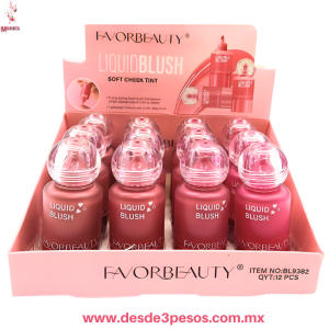 Rubor Liquido en Gotero FAVOR BEAUTY 4 Tonos caja con 12 pza. BL9382