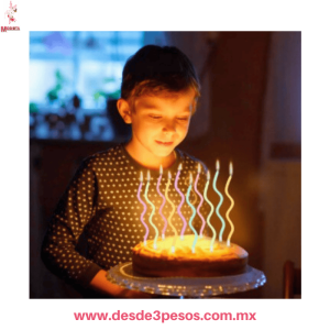 Set de 12 Vela De Cumplea?os Curveada en colores 14 cm. De alto