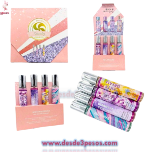 Set de 4 perfumes para DAMA, Tubo con atomizador 20ml. C/U diferentes aromas 