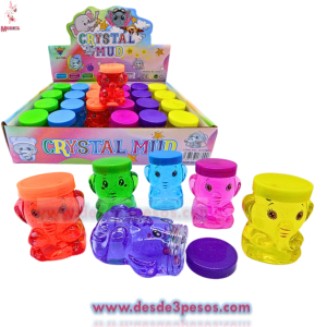 Slime caja con 24pza. Figura de Elefante colores con glitter y bolitas de unicel 6 x 4 cm. Costo Unit. $3.22