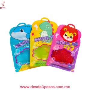 Sobre de Slime Animal Cristal en colores con glitter 23 x 16 cm. 
