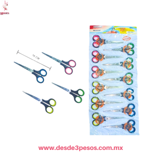 Tijera Escolar Metálica Punta Delgada 16 cm - Multicolor