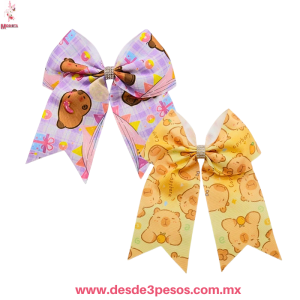 Tira con 12 Moño con Pico de Garza decorado en Diseños de Capibara 16 x 16 cm. 5B-91