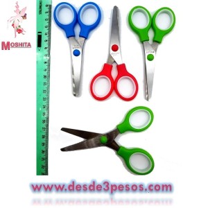 Tira con 12 Tijeras Metalicas de Acero inoxidable de Punta Redonda 12cm