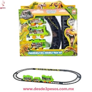 Tren de Dinosaurios Motorizado JIN TOYS, Set de Rieles Cambiables, 44x25 cm, YONG-2238